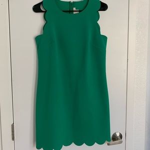 J. Crew Green Scalloped Shift Dress
